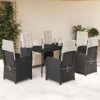 VidaXL Set mobilier de grădină cu perne, 7 piese, negru, poliratan 3212518