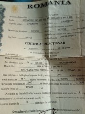 Certificat de acționar din 1996