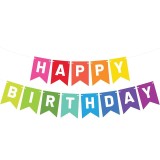 Banner Happy Birthday Multicolor 2.5m, Ghirlanda Decorativa Aniversare Copii, Ropet