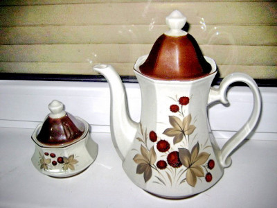 261A-Set Bavaria ceai portelan ceainic zaharnita stil Art Deco motiv floral. foto