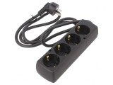 Prelungitor 4 Prize Schuko 3x1,5mm2 PVC Negru