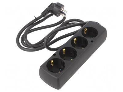 Prelungitor 4 Prize Schuko 3x1,5mm2 PVC Negru foto