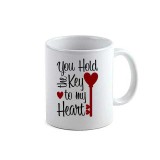 Cana alba personalizata Key To My Heart, INOVATIX&reg;. 330ml, Oem