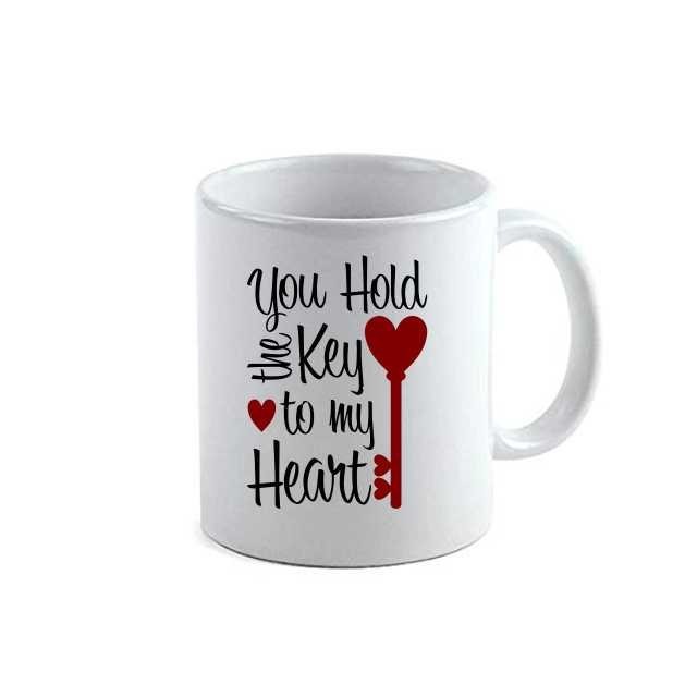 Cana alba personalizata Key To My Heart, INOVATIX&reg;. 330ml