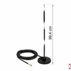 Antena GSM (Lora) SMA plug 7 dBi fixa omnidirectionala cu baza magnetica RG-58 3m exterior, Delock 12432