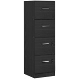 HOMCOM Comodă pentru birou cu 4 sertare, &icirc;ncuietori, bare reglabile pentru fișiere A4 și Letter 40x42x130,8 cm Negru | Aosom Romania