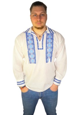 Bluza tip ie barbati RB 24, marime M, alb/albastru nautic foto