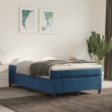 Cumpara ieftin Pat box spring cu saltea, albastru &icirc;nchis, 120x200 cm, catifea