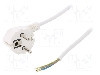 Cablu alimentare AC, 1m, 3 fire, culoare alb, cabluri, CEE 7/7 (E/F) &amp;#351;tecar in unghi, SCHUKO mufa, PLASTROL - W-97151