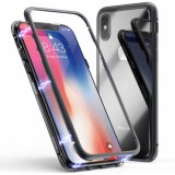 Husa metalica Apple iPhone XS, Total Protect GloMax, spate sticla premium, folie