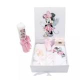 Set Cutie Trusou cu Lumanare, 9 Piese &quot;Cu drag de la nasi&quot; - Baby Minnie, Roz - TB199