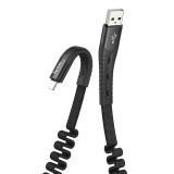 Cumpara ieftin Cablu Date Lightning to Usb A Hoco U78 Cotton Treasure Textil 1.2m Negru