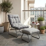 Set mobilier de gradina Malm&ouml; cu fotoliu si taburet, gri &icirc;nchis