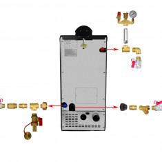 Pachet Termosemineu peleti Fornello Royal Ivory 25 kw, complet echipat, pompa circulatie, vas expansiune, automatizare, Calorifere aluminiu, Boiler, k