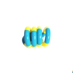 Jucarie senzoriala antistres, flippy, fidget twist, cu miscari infinite de decompresie, 2 culori, galben/albastru, + 3 ani