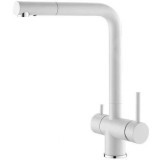 Baterie Alveus Aquila, 3 cai pentru apa cald, apa rece, filtru de apa, cartus ceramic, Alb