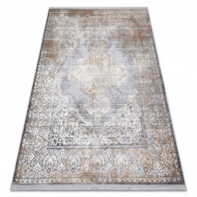Covor LUCE 80 modern ornament vintage - structural gri / muştar, 115x170 cm foto