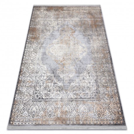 Covor LUCE 80 modern ornament vintage - structural gri / muştar, 115x170 cm