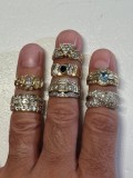 LOT Bijuterii AUR 14K - 7 Inele + 1 Bratara + 1 Colier - Cristale Zirconia - Vintage - 63.5g - Doar 408 lei/gr. !