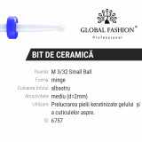 Cumpara ieftin Bit ceramica, cuticula, albastru, M 3/32 Small Ball (M)