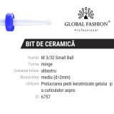 Bit ceramica, cuticula, albastru, M 3/32 Small Ball (M)
