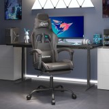 Cumpara ieftin Scaun de gaming pivotant/suport picioare negru/gri piele eco