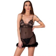 LIVCO CORSETTI FASHION - SET ZERUNAM BABYDOLL + TANGA NEAGRA foto