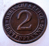 7.702 GERMANIA WEIMAR 2 RENTENPFENNIG 1924 D?, Europa, Bronz