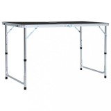 VidaXL Masă de camping pliabilă, gri, 120 x 60 cm, aluminiu