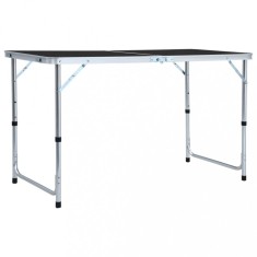 Masă de camping pliabilă, gri, 120 x 60 cm, aluminiu