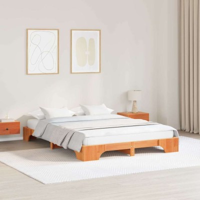 vidaXL Cadru de pat Maro ceruit 150 x 200 cm Lemn masiv de pin 872859 foto
