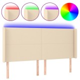 Cumpara ieftin Tablie de pat cu LED, crem, 163x16x118/128 cm, textil
