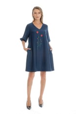 Rochie Dama, Eranthe, V-Neckline V346, cu Pictura Realizata Manual - L