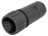 Mufă Circulară 7-PIN Mamă Pe Cablu Argintată
