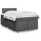 Cumpara ieftin Pat box spring cu saltea, gri &icirc;nchis, 120x200 cm, textil