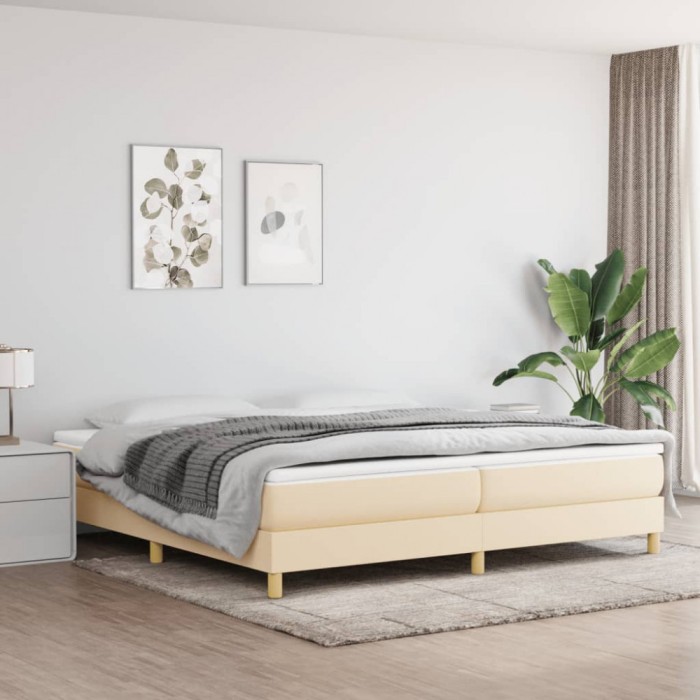 Gossi cadru de pat, crem, 200x200 cm, material textil