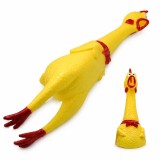 Jucărie Squeaky pentru C&acirc;ini, Pui din Latex cu Sunet, Galben, Roșu