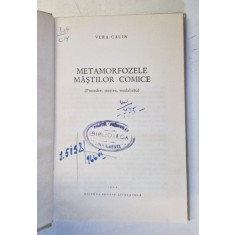 METAMORFOZELE MASTILOR COMICE ( PROCEDEE , MOTIVE , MODALITATI ) de VERA CALIN , 1966