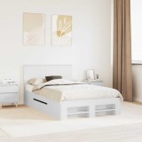 vidaXL Cadru de pat cu headboard Alb 137 x 203 cm Lemn compozit 3408767