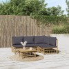 VidaXL Set mobilier de grădină cu perne gri &icirc;nchis, 5 piese, bambus 3155234