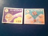 2 Timbre Ecuador 1966 - 100 Ani UIT , fara guma
