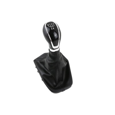 Nuca schimbator viteze, Emzone, Plastic/Piele ecologica, 5 viteze, Compatibil cu Opel, Negru/Crom foto