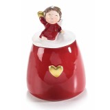 Borcan decorative ceramica multicolora Inger II 9x13 cm