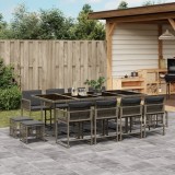 Cumpara ieftin Gossi set mobilier de gradina cu perne, 13 piese, gri, poliratan
