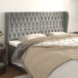 VidaXL Tăblie de pat cu aripioare gri deschis 183x23x118/128cm catifea 3118352