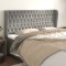 vidaXL Tăblie de pat cu aripioare gri deschis 183x23x118/128cm catifea 3118352