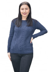 Pulover tricotat Tannia ,model desoebit ,3D,bleumarin foto