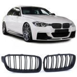 Grila cu fante duble pentru performanta, neagra lucioasa, potrivita pentru BMW Seria 3 F30 F31 2011-2019 Performance AutoTuning