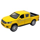 Mașinuță metalică Toyota Pickup 4x4 galbenă cu uși deschizabile lumini si resort