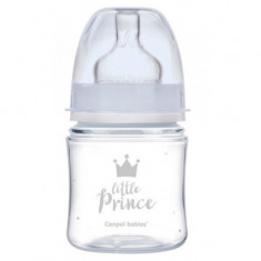 Biberon albastru anticolici cu gat larg PP EasyStart Royal Baby, 120ml, Canpol babies